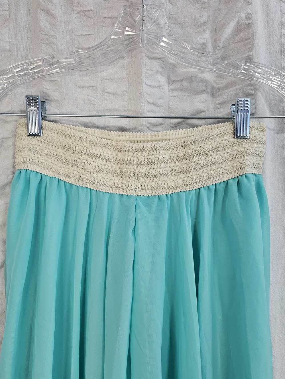 Women's Fairycore Handkerchief Hem Sheer Skirt Aqua with Cream Waistband  Rue21 - Picture 6 of 14